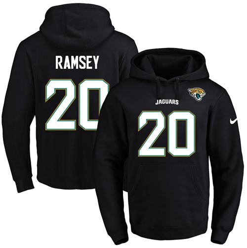 Nike Jaguars #20 Jalen Ramsey Black Name & Number Pullover NFL Hoodie - Click Image to Close